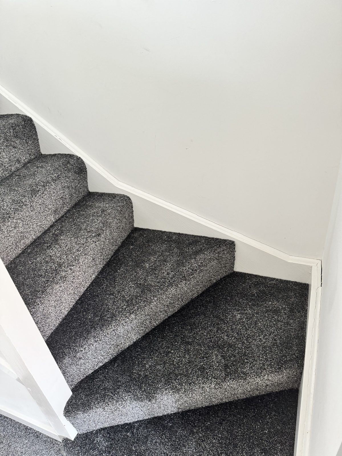 Grey carpet fitted up a staircase